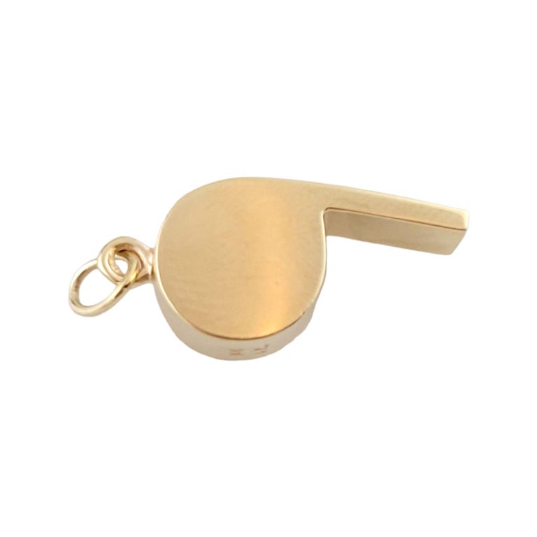 14K Yellow Gold Whistle Charm Pendant For Sale at 1stDibs