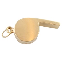 14k Yellow Gold Whistle Charm Pendant