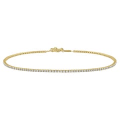 14k Yellow Gold White Diamond Tennis Choker Necklace