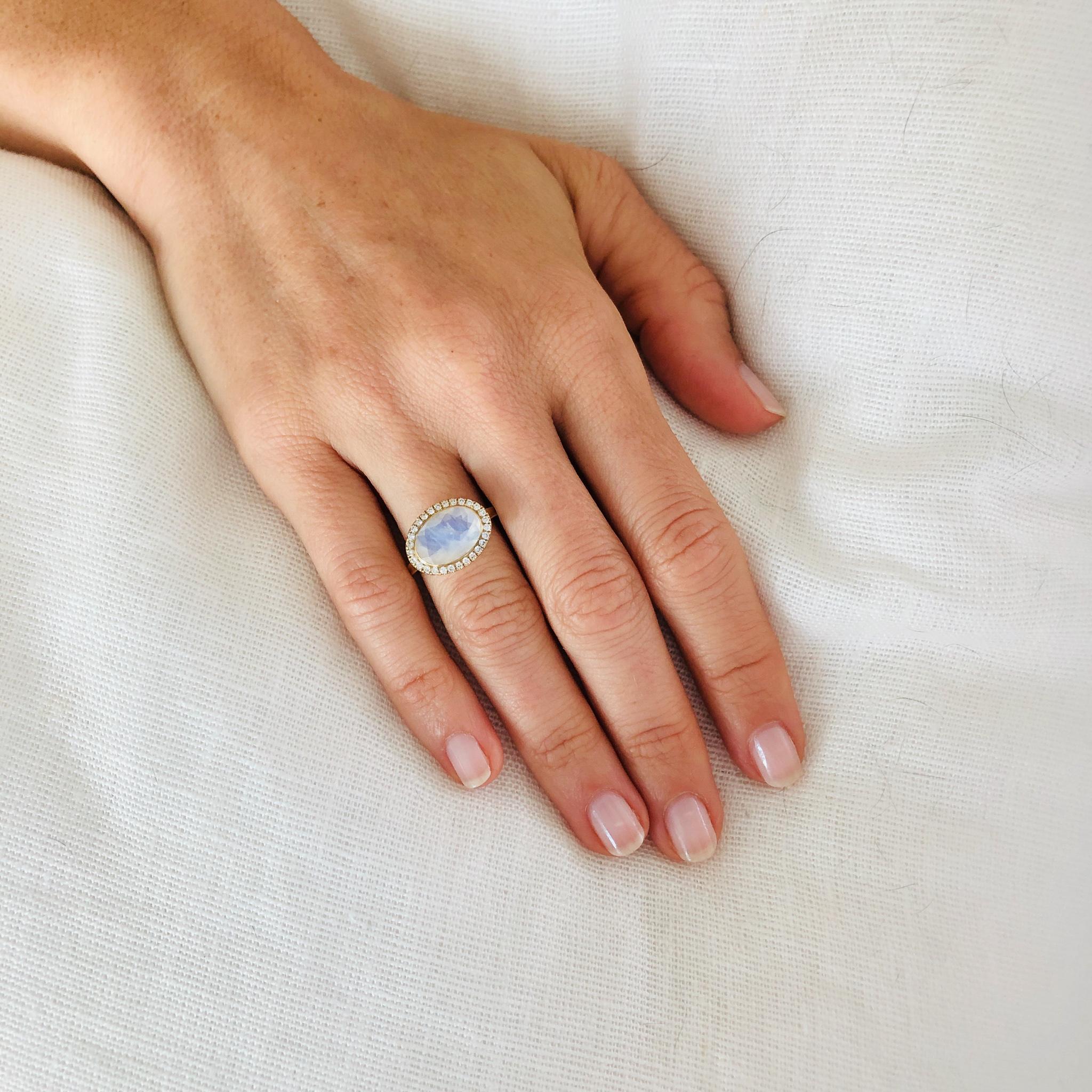 moonstone yellow gold ring