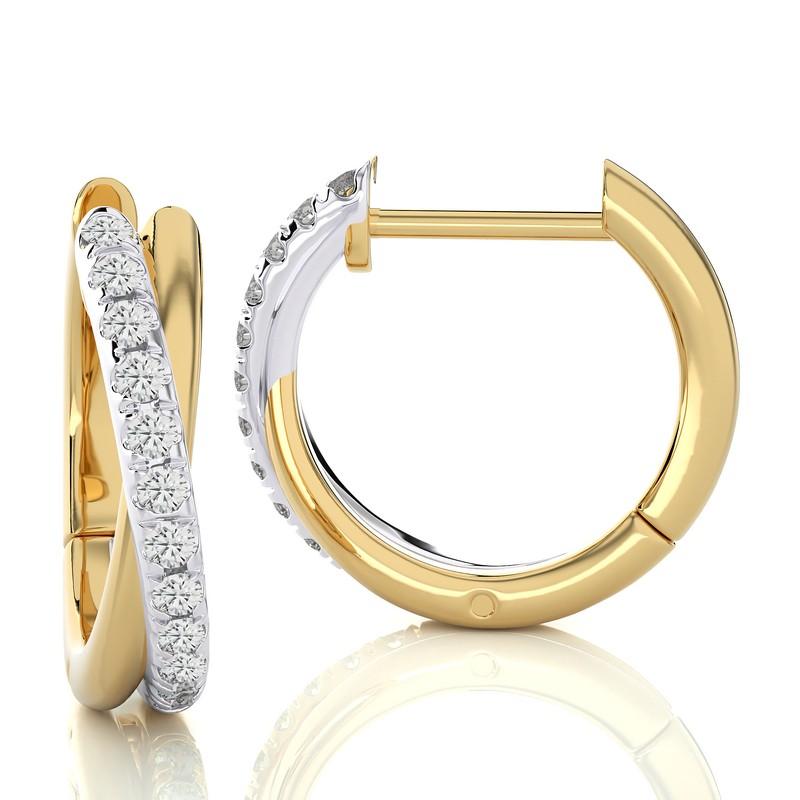 Oro giallo 14K e oro bianco-0.13 CTW
Una miscela armoniosa di raffinatezza e contrasto. Questi squisiti orecchini combinano perfettamente il calore dell'oro giallo a 14 carati con l'eleganza degli accenti in oro bianco. Ornati da un totale di 0,13
