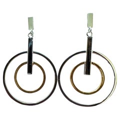 14k Yellow Gold & White Gold Circular Post Earrings