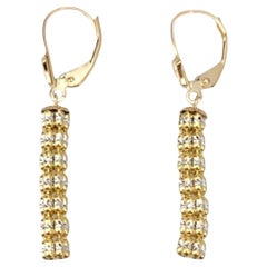 14K Yellow Gold & White Gold Two Tone Flexible Dangle Earrings #21708