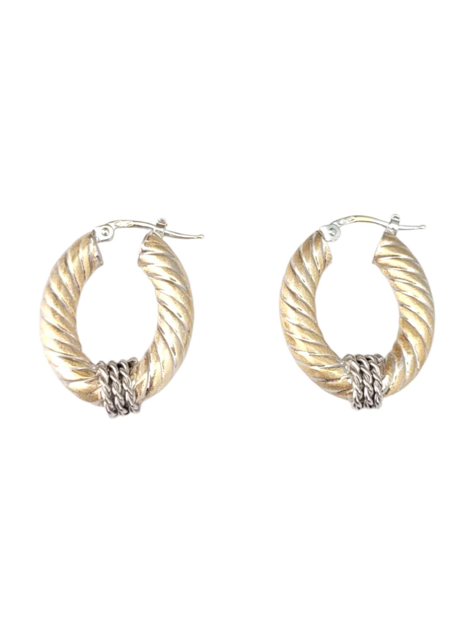 14K Yellow Gold & White Gold Two Tone Oval Cable Hoop Earrings #21745