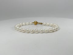 14K Yellow Gold White Pearl Bracelet