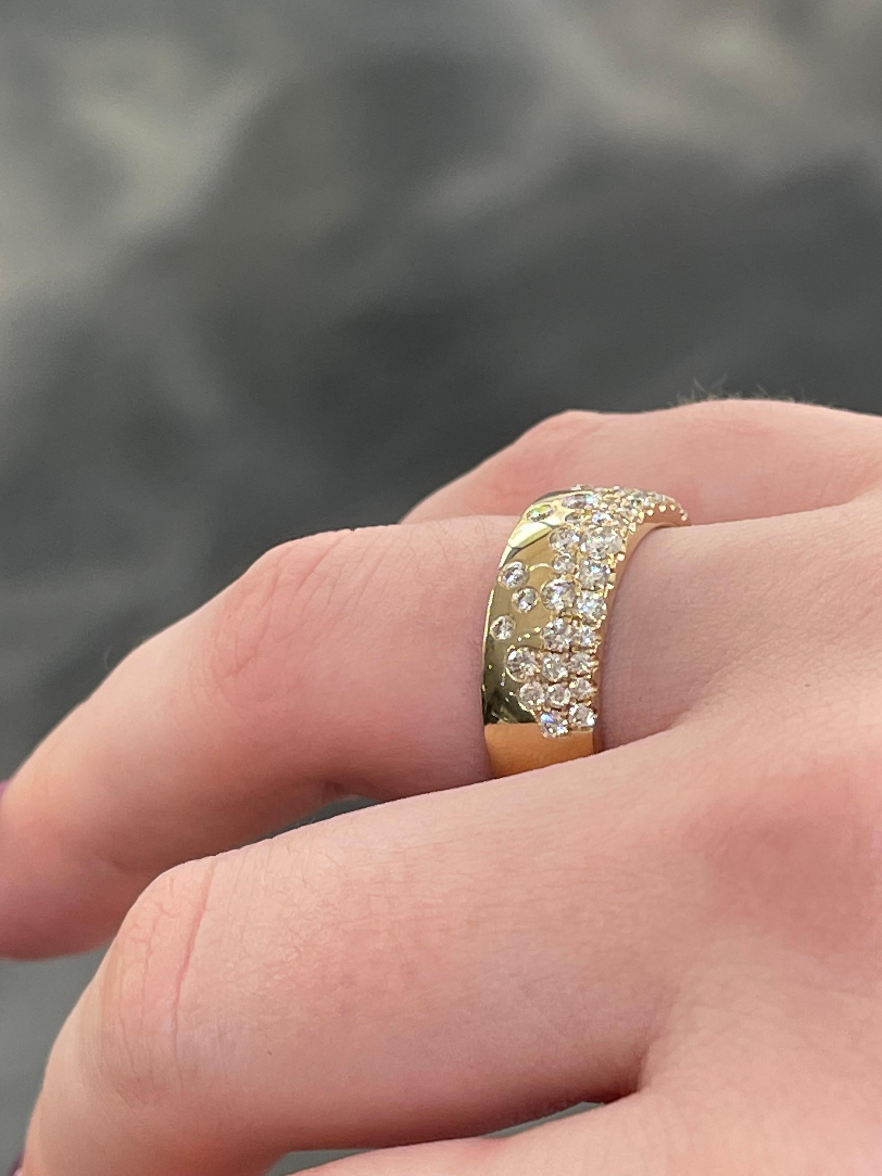 14K Yellow Gold Wide .90 CTW Diamond Band  In New Condition For Sale In Stuart, FL
