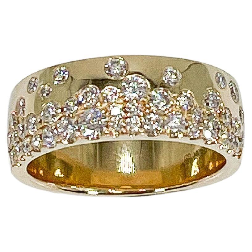 14K Yellow Gold Wide .90 CTW Diamond Band  For Sale