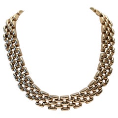 14k Yellow Gold Wide Choker Necklace, 15.5 inches - 73.3g
