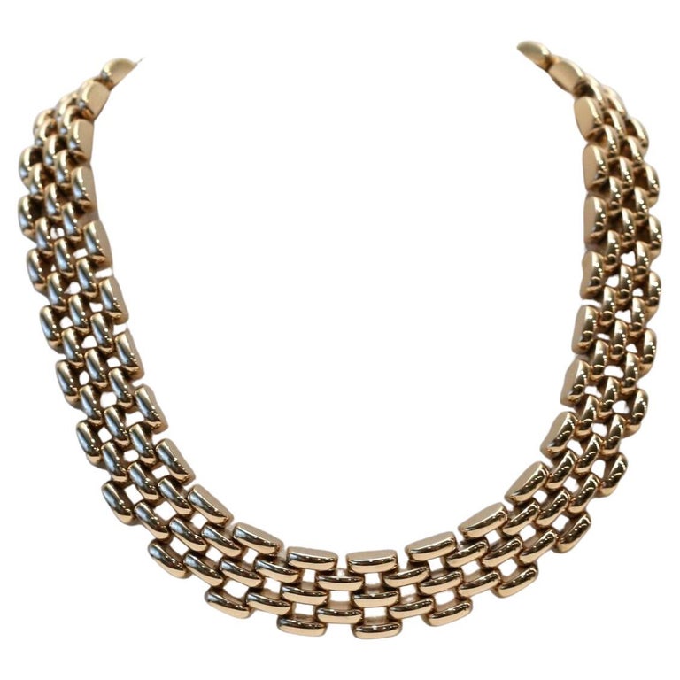 14k Yellow Gold Wide Choker Necklace, inches For Sale