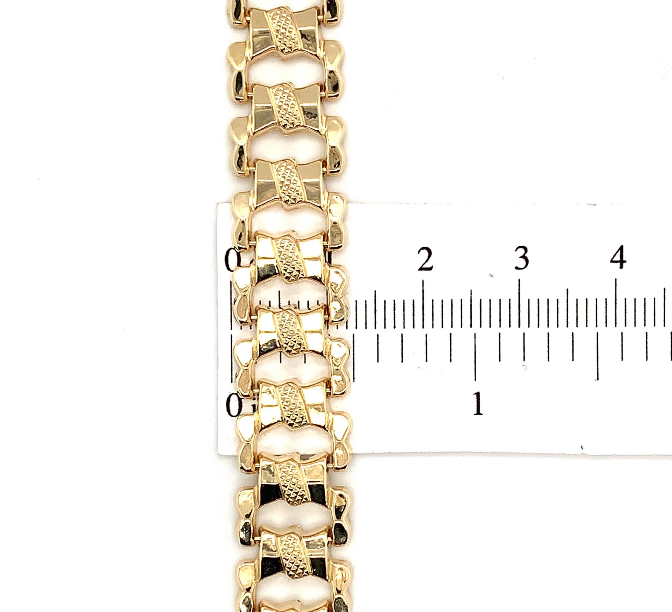 14K Yellow Gold Wide Fancy Link Bracelet 3