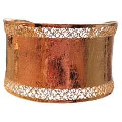 14K Yellow Gold Wide Flexible Cuff Bracelet #18228