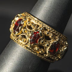 14k Yellow Gold Wide Garnet Band/Ring