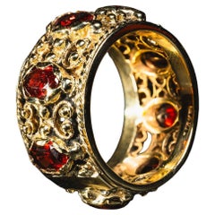 Bague en or jaune 14k à large grenat