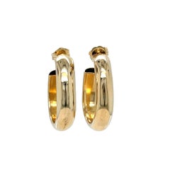 14K Yellow Gold Wide Hollow Tube Hoop Earrings, Women's, 21st Century
