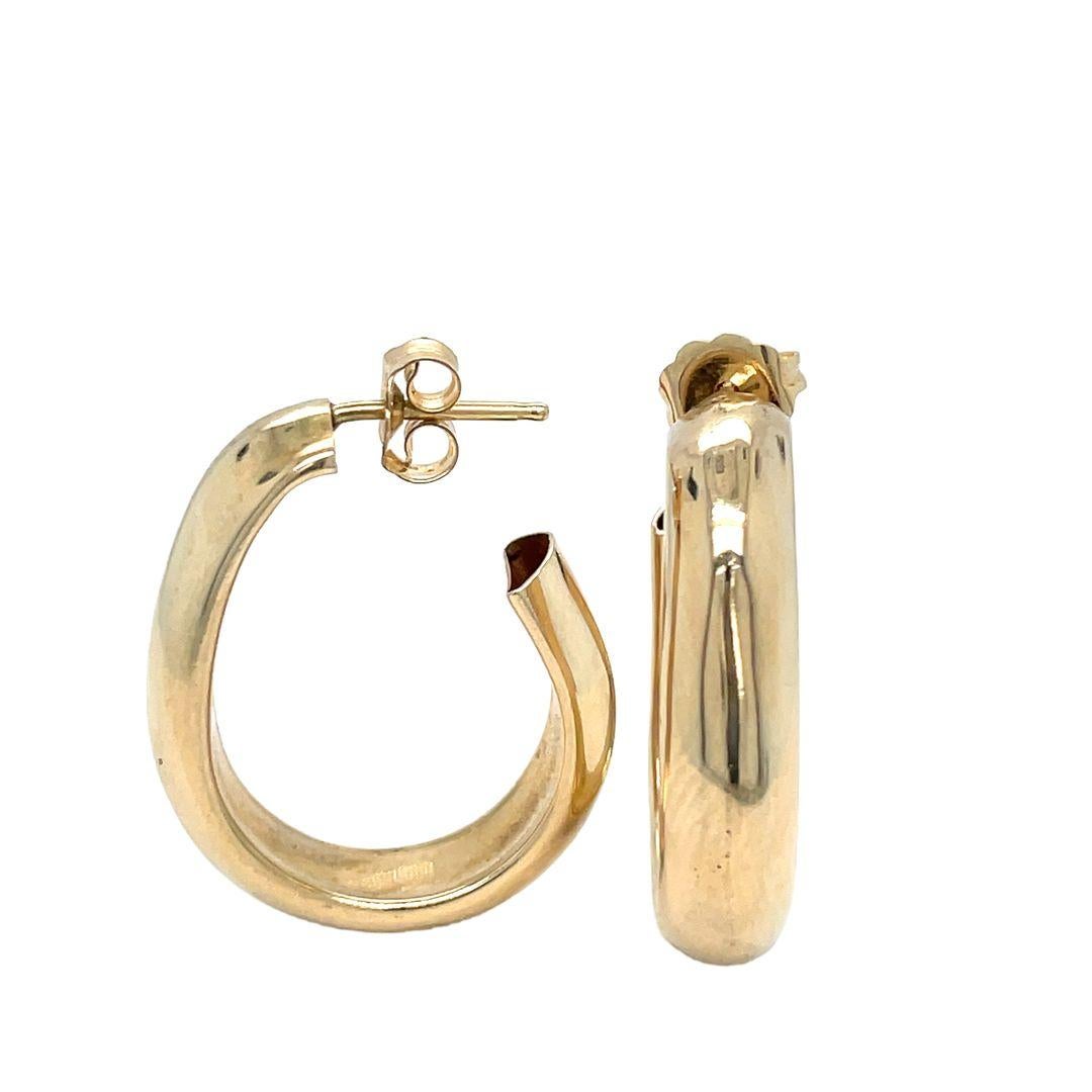 Women's 14K Yellow Gold Wide Hollow Tube Hoops For Sale