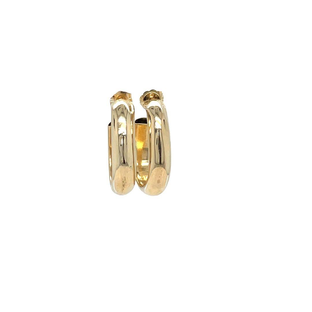 14K Yellow Gold Wide Hollow Tube Hoops For Sale 1