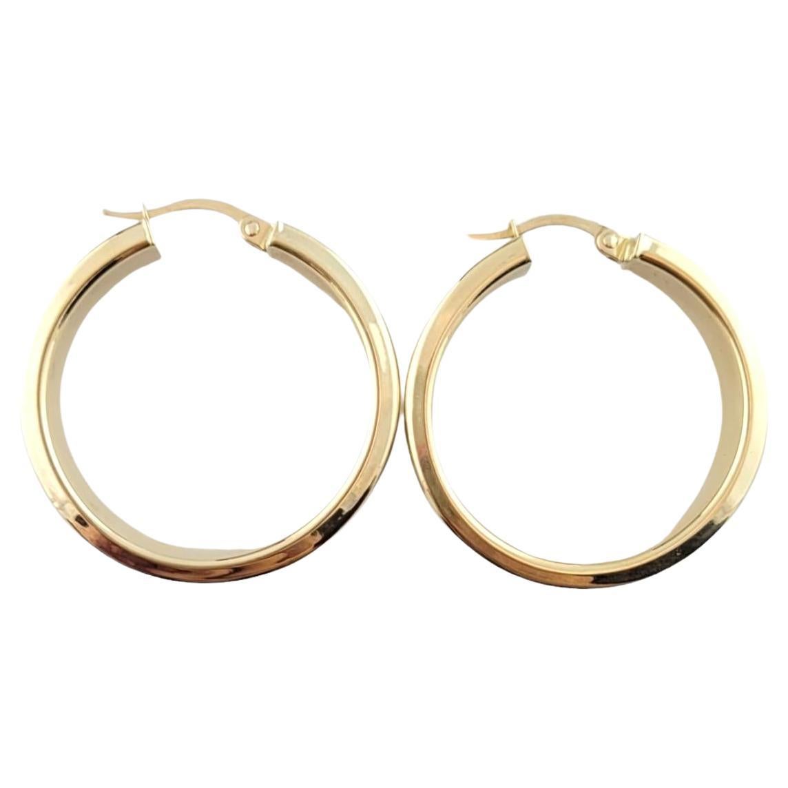 14K Yellow Gold Wide Hoop Earrings #16070 For Sale