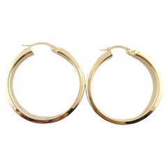 14K Yellow Gold Wide Hoop Earrings #16070
