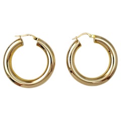 14K Yellow Gold Wide Hoop Earrings #17019