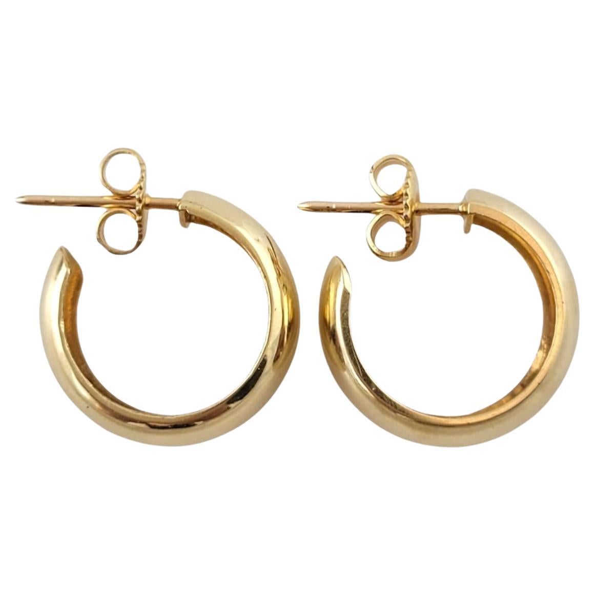 14K Yellow Gold Wide Hoop Earrings #17384 For Sale