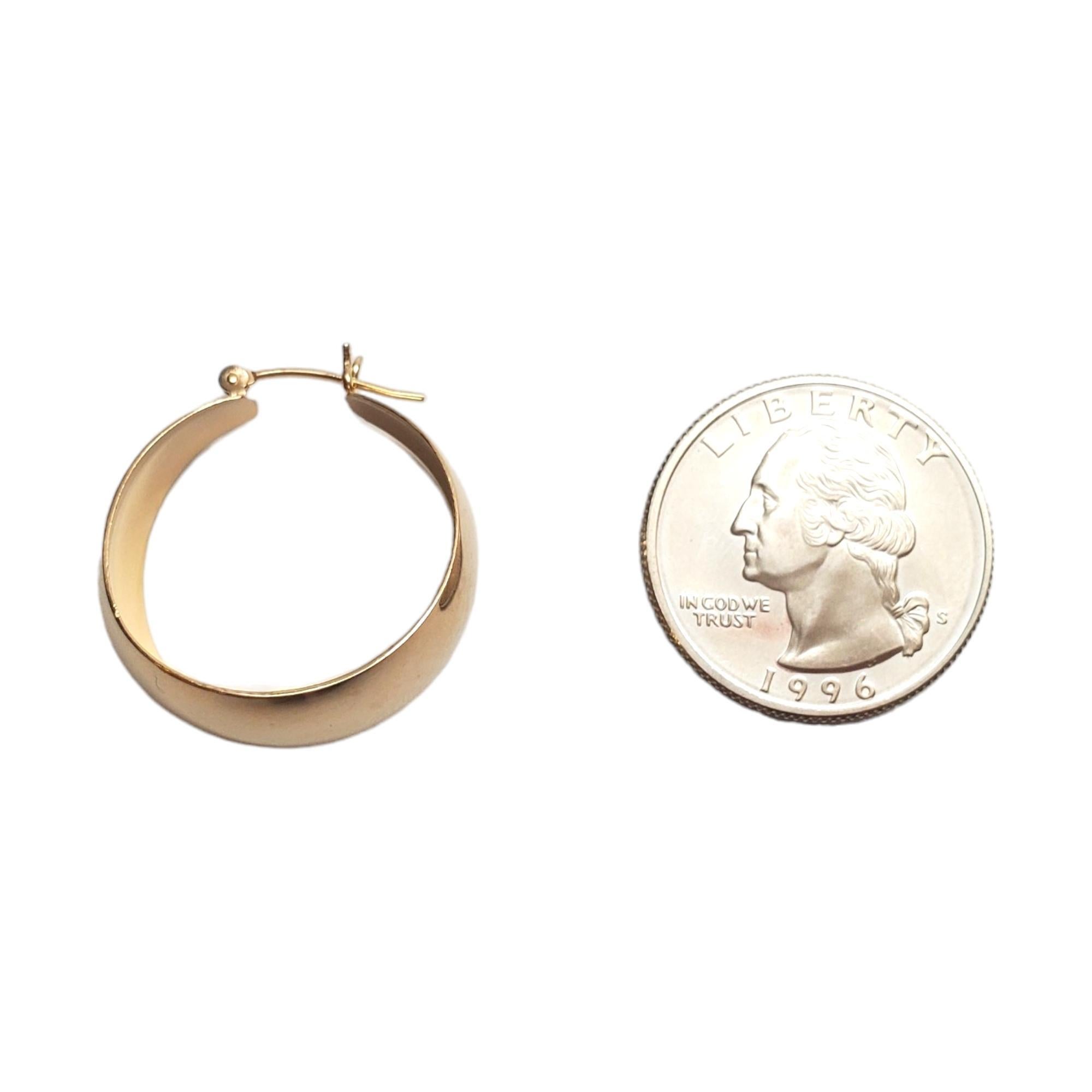 14K Yellow Gold Wide Hoop Earrings #17861 2