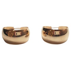 14K Yellow Gold Wide Hoop Earrings #17861