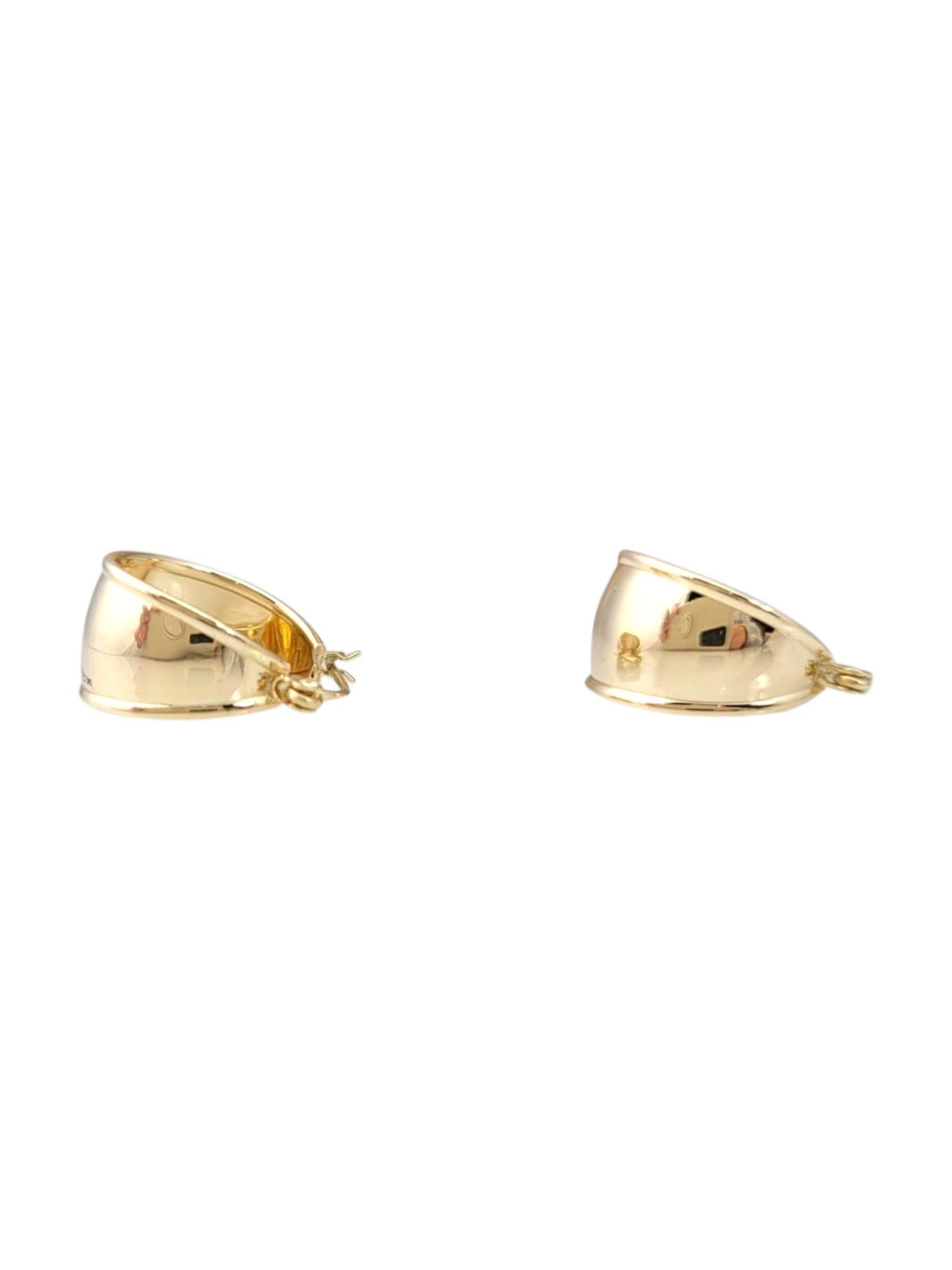 Women's 14K Yellow Gold Wide Hoop Earrings #21746 For Sale