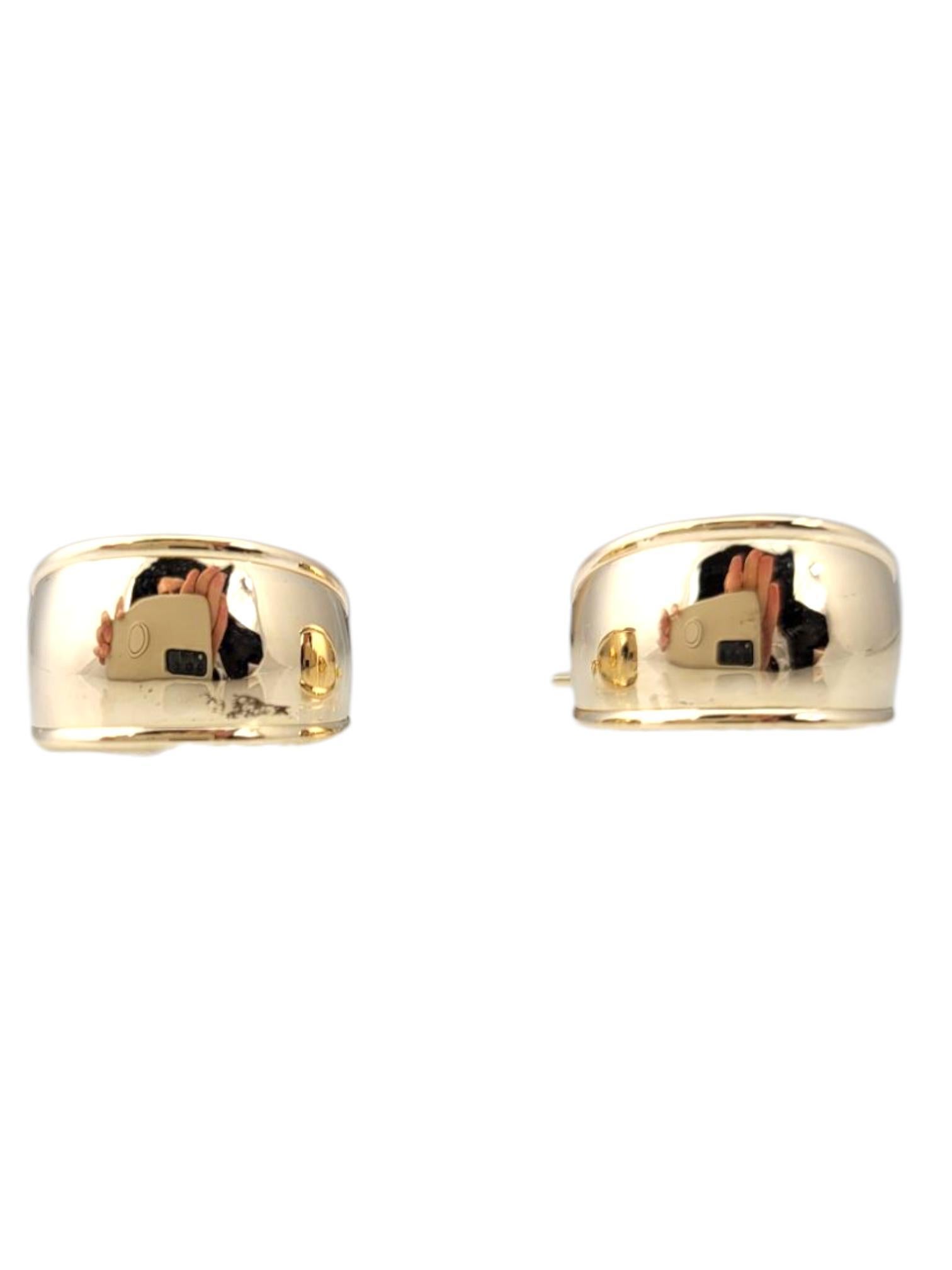14K Yellow Gold Wide Hoop Earrings #21746 For Sale 1