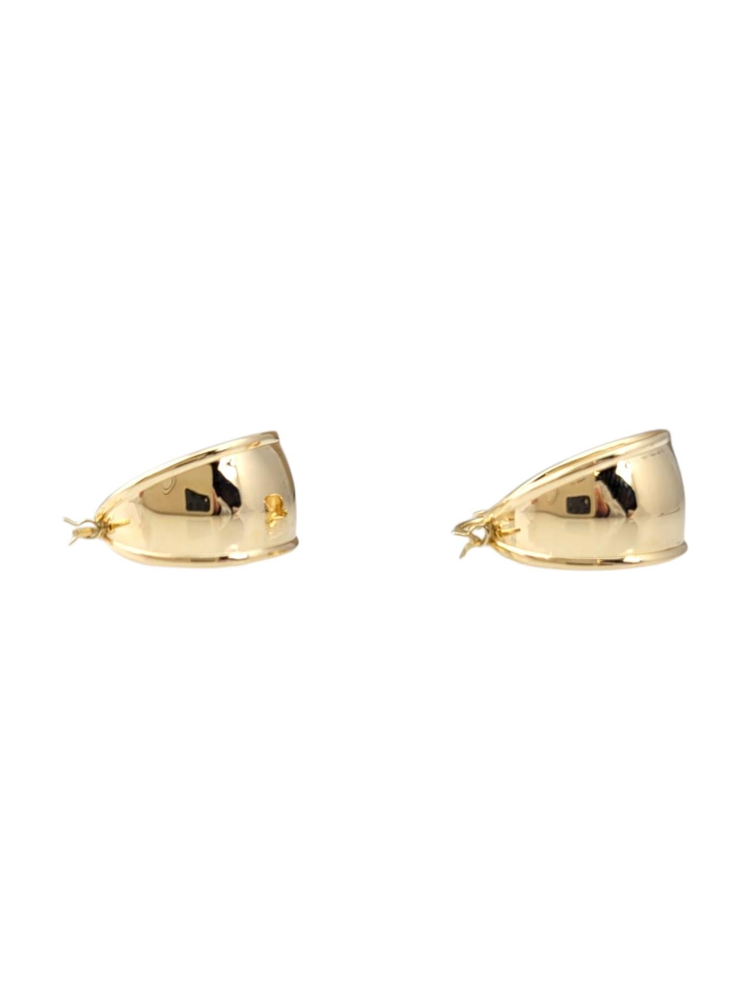 14K Yellow Gold Wide Hoop Earrings #21746 For Sale 2
