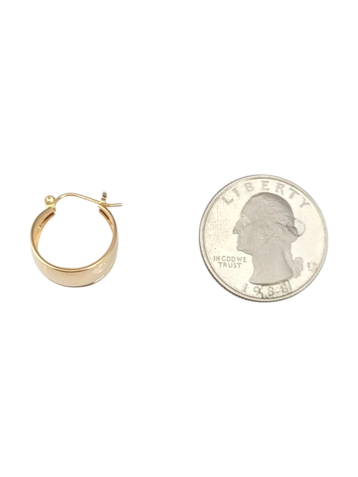 14K Yellow Gold Wide Hoop Earrings #21746 For Sale 4