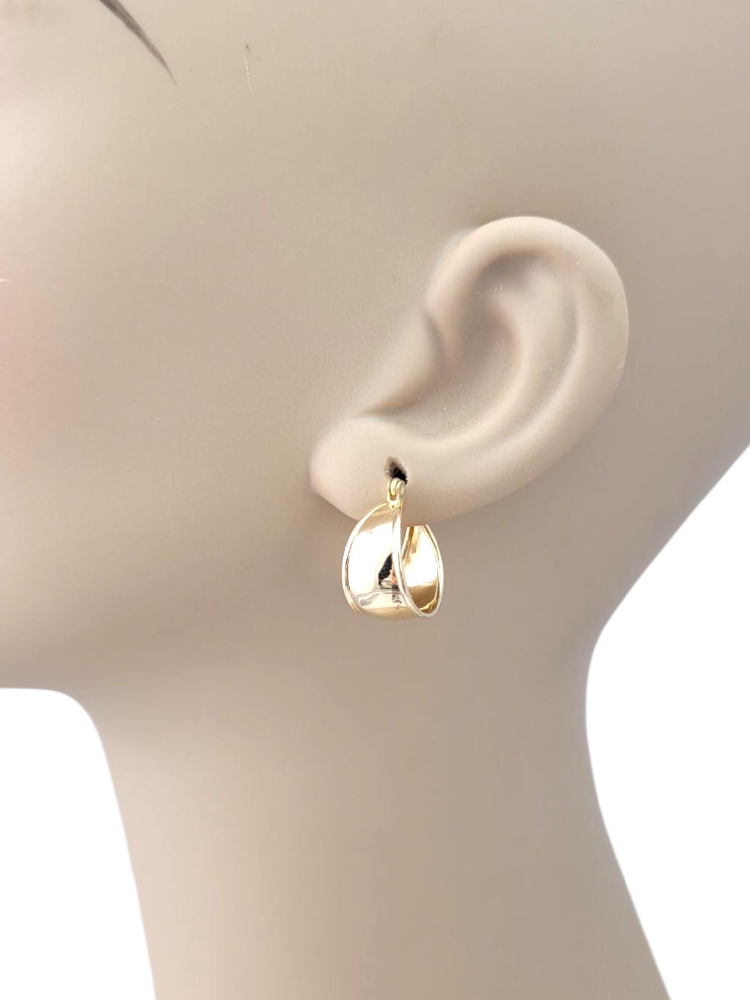 14K Yellow Gold Wide Hoop Earrings #21746 For Sale 5
