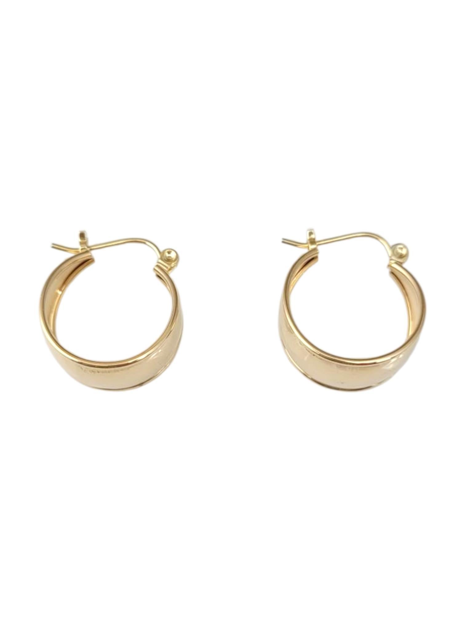 14K Yellow Gold Wide Hoop Earrings #21746 For Sale