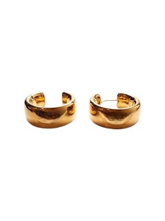 14K Yellow Gold Wide Hoop Earrings #22718