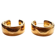 14K Yellow Gold Wide Hoop Earrings #24777