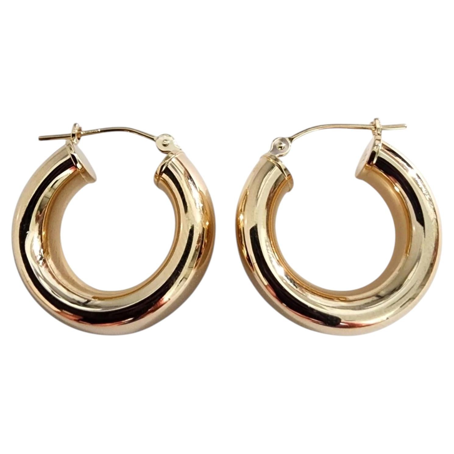 14K Yellow Gold Wide Hoop Earrings #25534