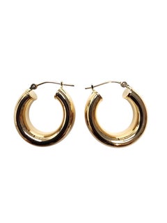 14K Yellow Gold Wide Huggie Hoop Earrings #25516