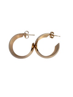 14k Yellow Gold Wide Lightweight Hoop Earrings #23203