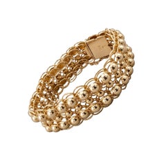 14K Yellow Gold Wide Mesh Ball Bead Statement Bracelet 7" 30g 20mm  Gold Pur220