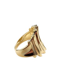 14K Yellow Gold Wide Ridged Ring Size 9.25 #25511