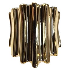 14K Yellow Gold Wide Ridged Ring Size 9.25 #25511