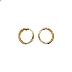 14K Yellow Gold Wide Textured Reversible Hoop Earrings #17285