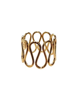 Anillo ancho con diseño ondulado de oro amarillo de 14K n.º 25505