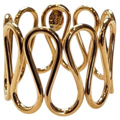 Anello a fascia larga con motivo a onde in oro giallo 14K #25505