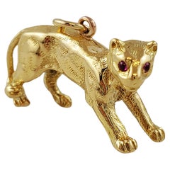 14K Yellow Gold Wild Cat Charm