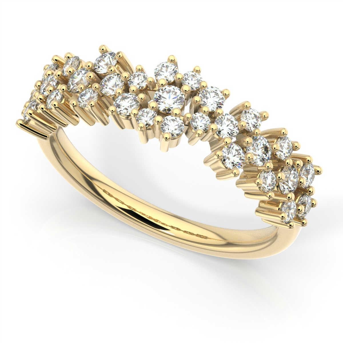 Round Cut 14 Karat Yellow Gold Willow Fashion Diamond Ring '3/4 Carat' For Sale