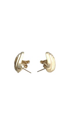 14K Yellow Gold Wings Omega Back Earrings #21085
