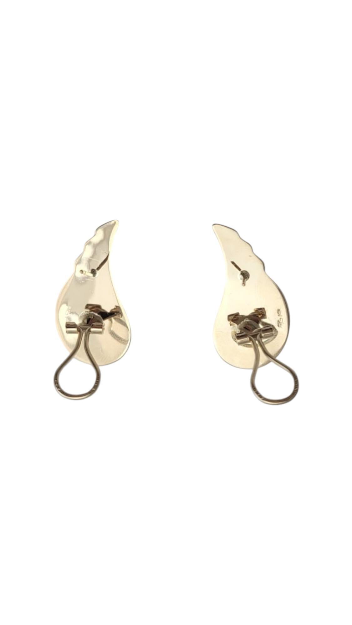 14K Yellow Gold Wings Omega Back Earrings #21085 For Sale 2