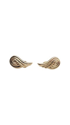 14K Yellow Gold Wings Omega Back Earrings #21085