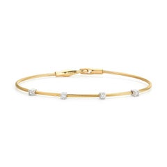 14K Yellow Gold Wire Bracelet with Prong-Set Diamonds