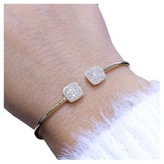 14k Yellow Gold Wire Square Bracelet with Round Cut Diamonds